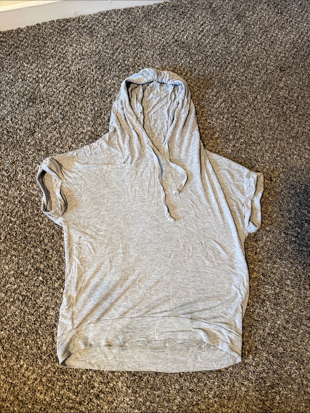 Light Gray Hooded Short-Sleeve Women's Top